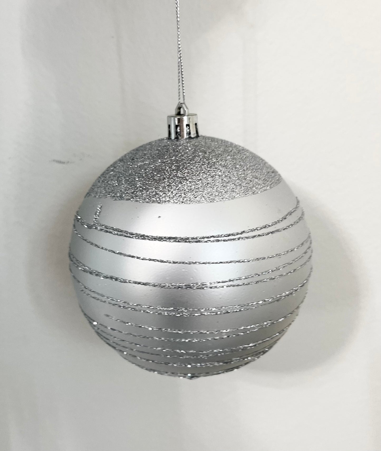 Silver Sparkly Ornaments, 4 inch, Set of 24