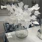 White Faux Leaves with Stems, Set of 3