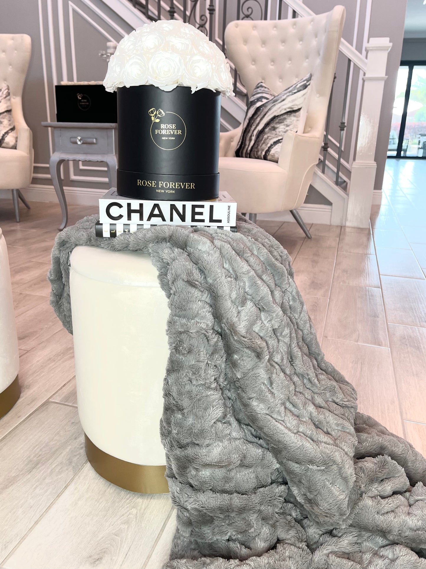 Caprice Faux Fur Plush Throw Blanket