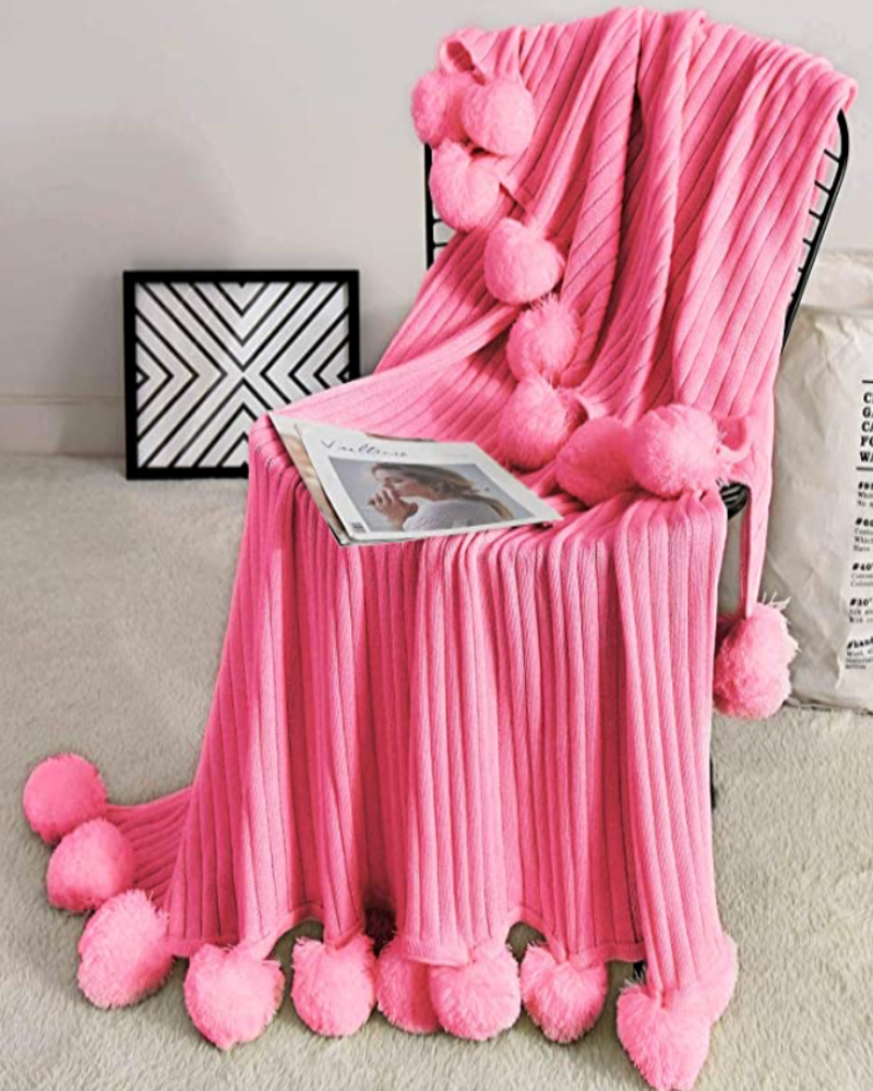 Olivia Pom Pom Throw Blanket