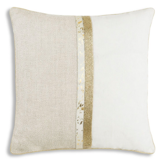 Milo Gold Hide & Beaded Pillow