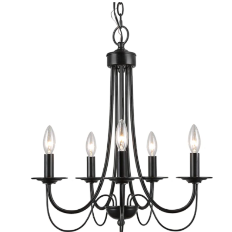 black metal chandelier