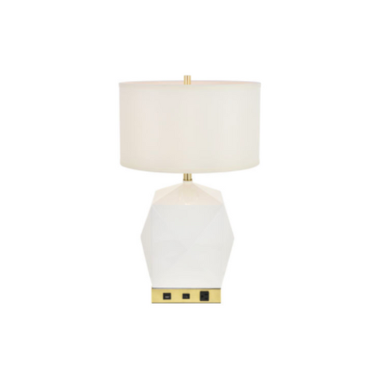 Brio Collection Brushed Brass and Frosted White Finish Table Lamp