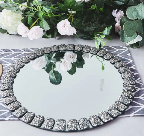 Totally Glam Glitter Mirror Charger Plates Set of 2