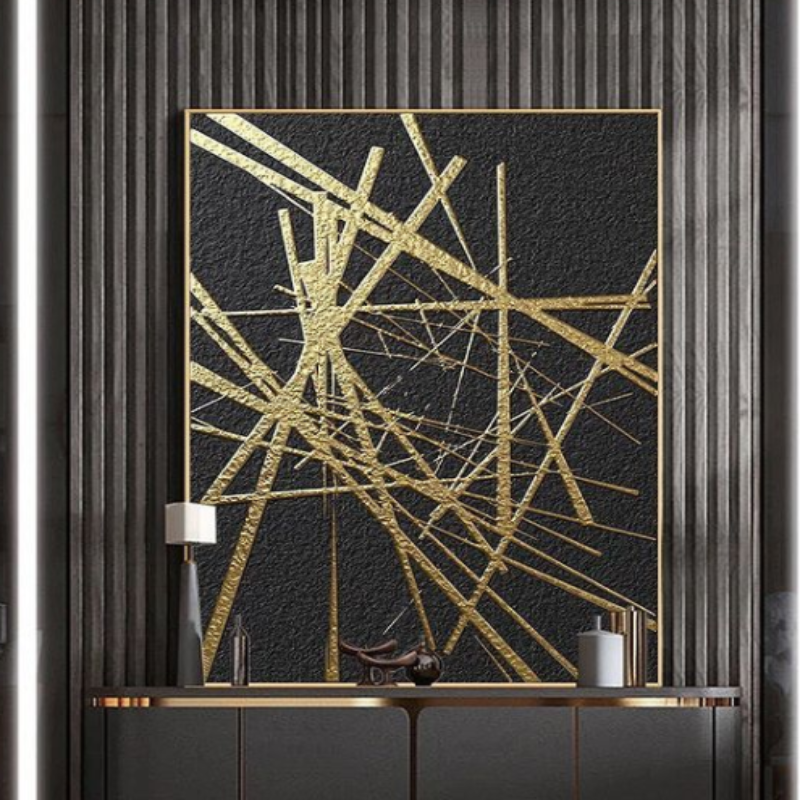 black and gold abstract wall art
