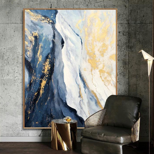 Blue and Gold abstract wall art