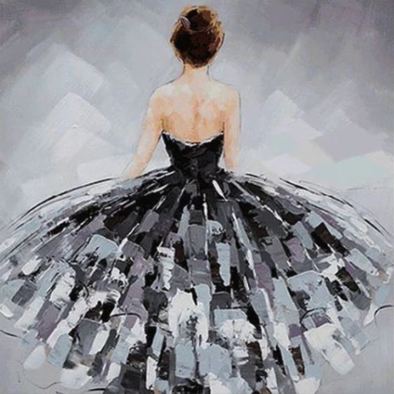 black and white hand painted dancer