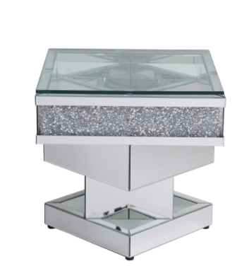 Lillian Crystal Mirrored End Table