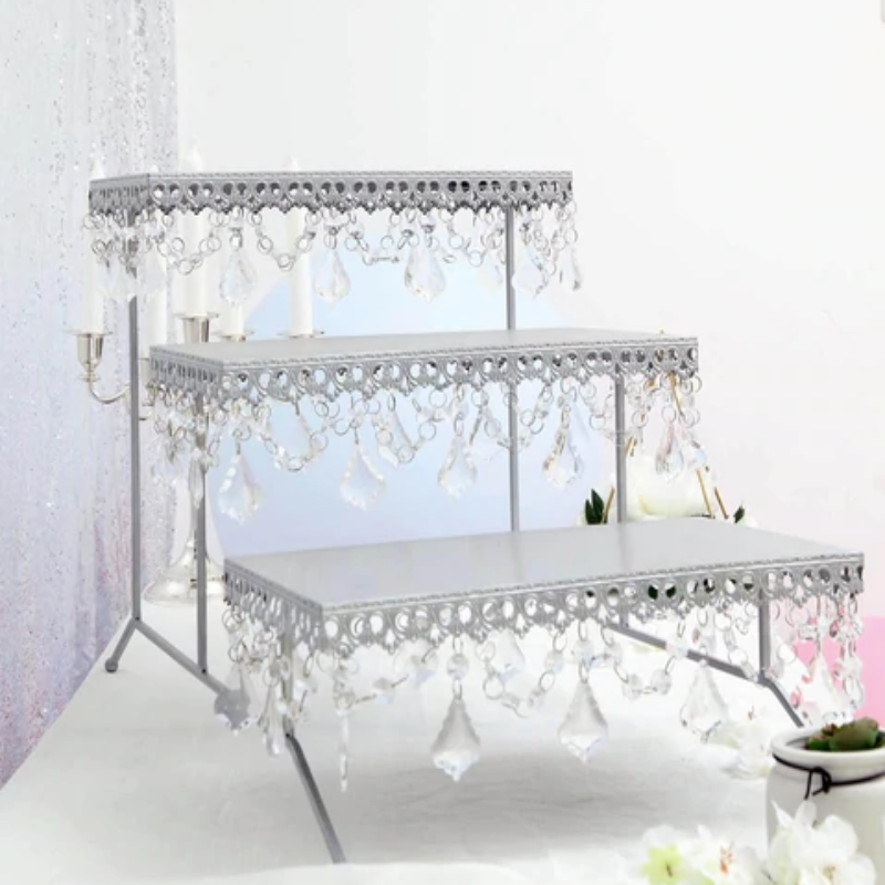 Cashe Silver 3 Tiered Tray Stand