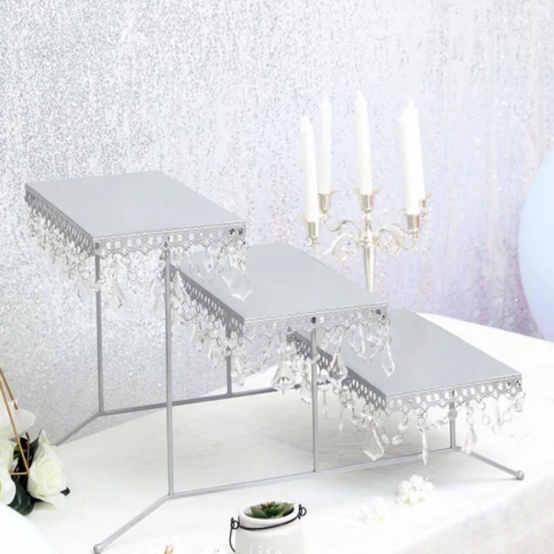 Cashe Silver 3 Tiered Tray Stand