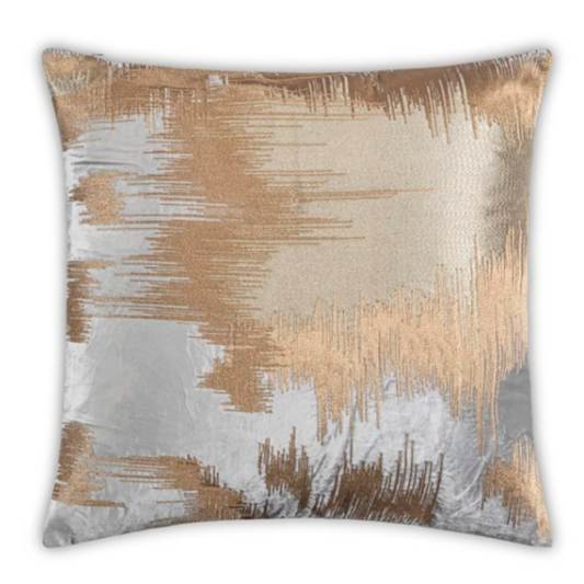 Layla Grey Gold Embroidered Pillow