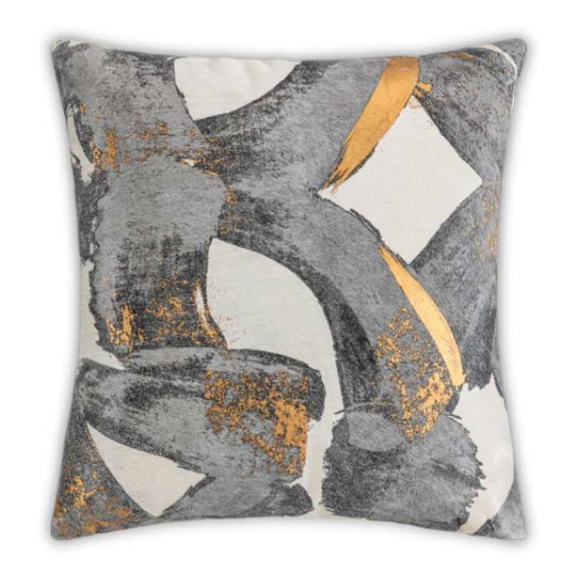 Lake Grey Gold Abstract Pillow