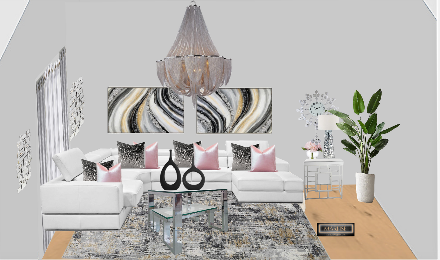 2D ADVANCED INTERIOR DESIGN STYLING BOARD WITH LAYOUT