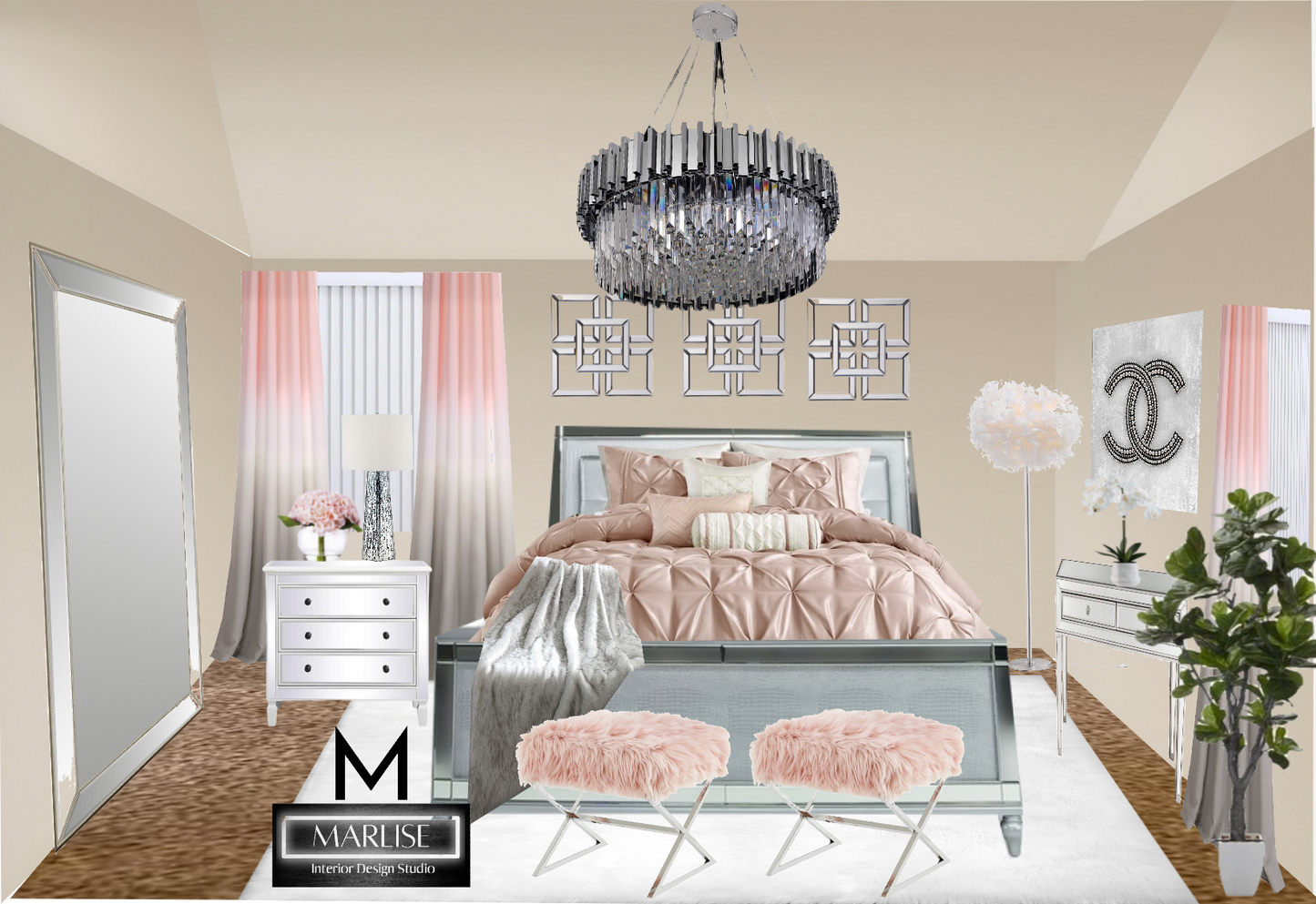 2D ADVANCED INTERIOR DESIGN STYLING BOARD WITH LAYOUT