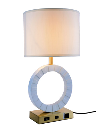 Brio Collection Brushed Brass and Frosted White Finish Table Lamp