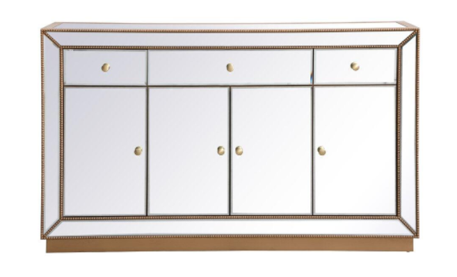 Leah Mirrored Credenza in Antique Gold