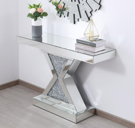 Everly Crystal Mirrored Console Table