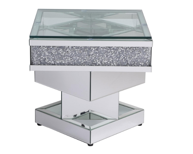 Lillian Crystal Mirrored End Table