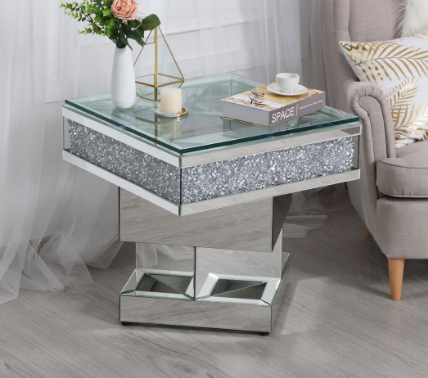 Lillian Crystal Mirrored End Table