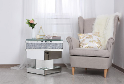 Lillian Crystal Mirrored End Table