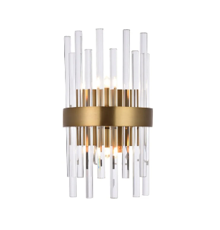 Dallas Gold & Clear Wall Sconce Clear Royal Cut Crystal