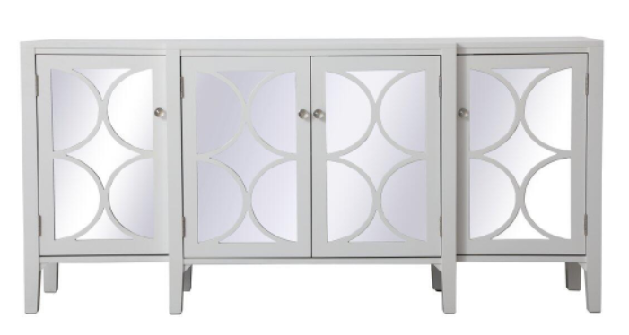 Skyler Mirrored Credenza in White