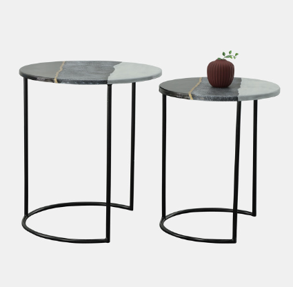 Round Metal Side Tables, Set of 2