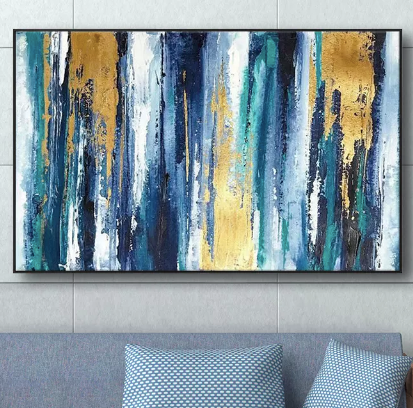 Teal & Gold Hand Painted Wall Art