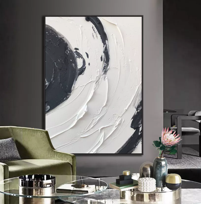 Textured Black & White Abstract Wall Art