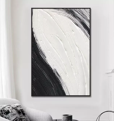 Textured Black & White Abstract Wall Art