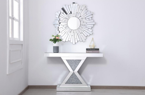 Everly Crystal Mirrored Console Table