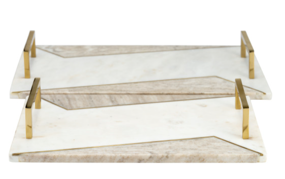 Marble Serving Trays, Set of 2