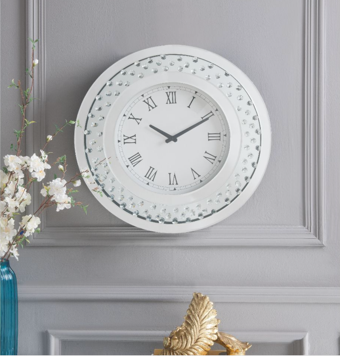 Lily Sparkle Contemporary Crystal Round Wall Clock