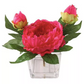 Peony Silk Floral Arrangement with Glass Vase