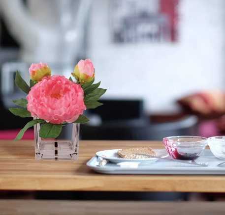 Peony Silk Floral Arrangement with Glass Vase