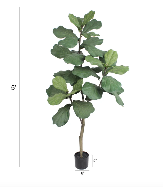 Nearly Natural Fiddle Leaf Ficus Tree, 5ft Plant