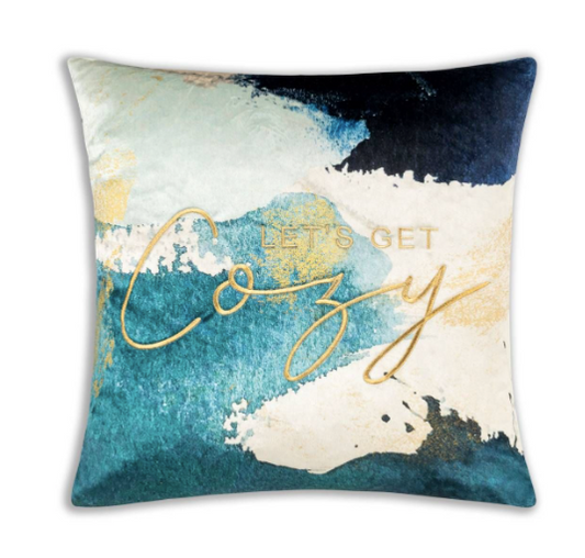 Let's Get Cozy Multi Color Print Pillow