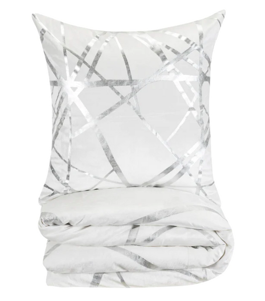Rica Ivory & Silver Duvet and Matching Pillow Sham
