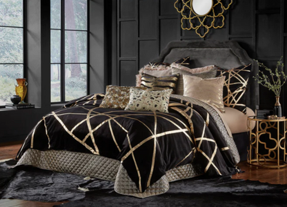 Rica Black & Gold Duvet and Matching Pillow Sham