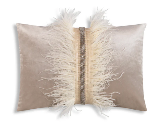 Ava Beige with Ostrich Feathers Pillow