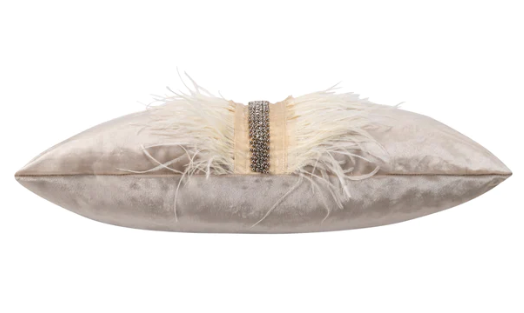 Ava Beige with Ostrich Feathers Pillow