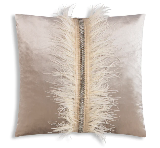 Ava Beige with Ostrich Feathers Pillow