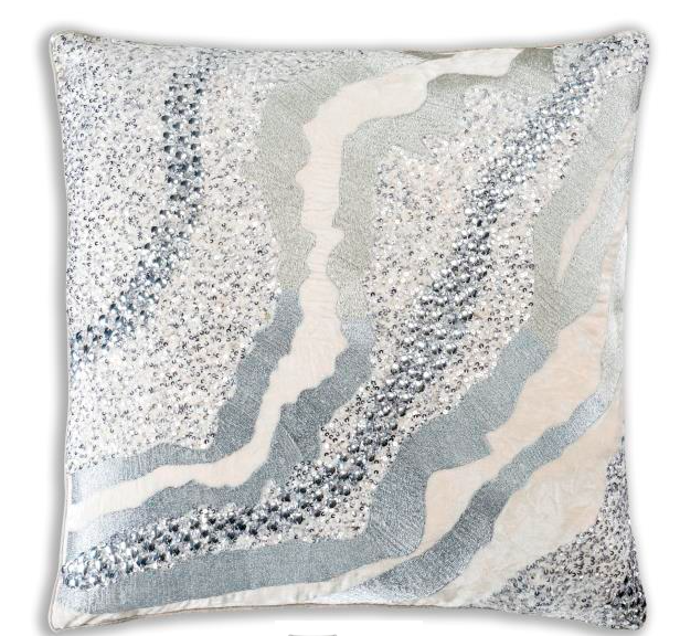 Dawn Ivory Silver Embroidery Pillow