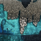 Jade II Navy Aqua Blue Ikat Pillow