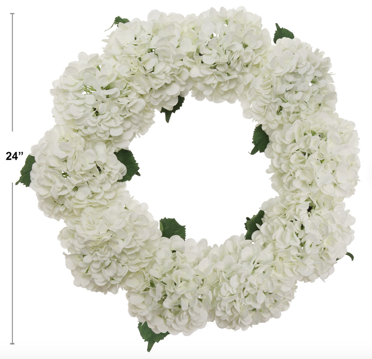 Large Handcrafted White Silk Hydrangea Wreath, 24in