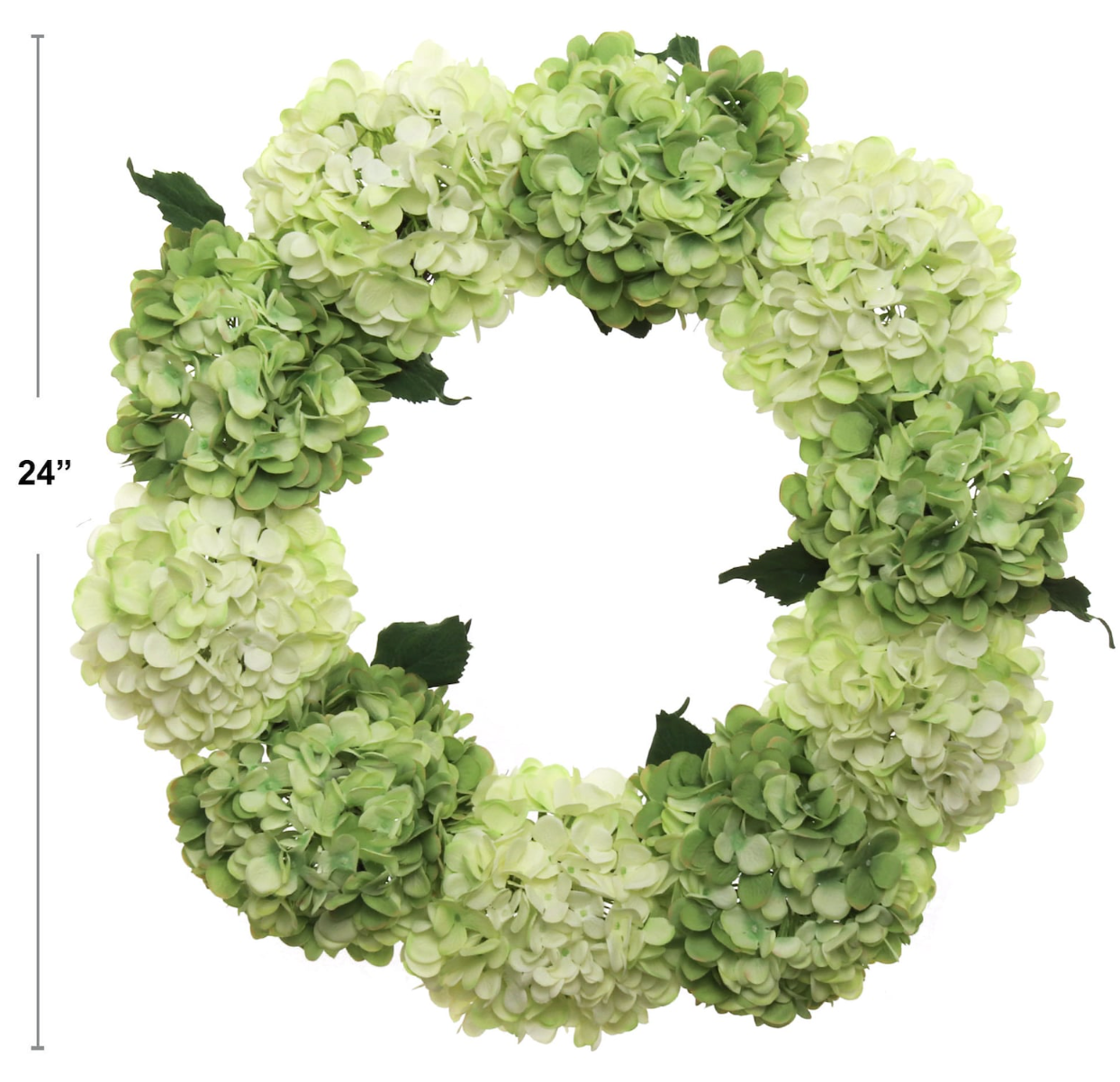 Large Luxury Green Silk Hydrangea Wreath, 24in