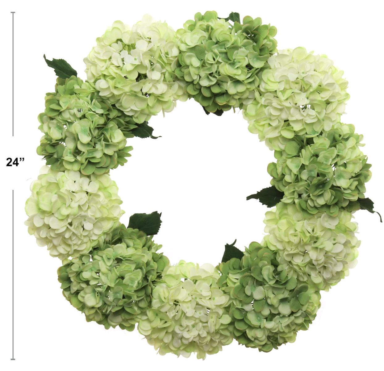 Capri Green Silk Hydrangea Flower Wreath, 24in Lifelike High end