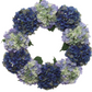 Large Luxury Mixed Blue Silk Hydrangea Wreath, 24in