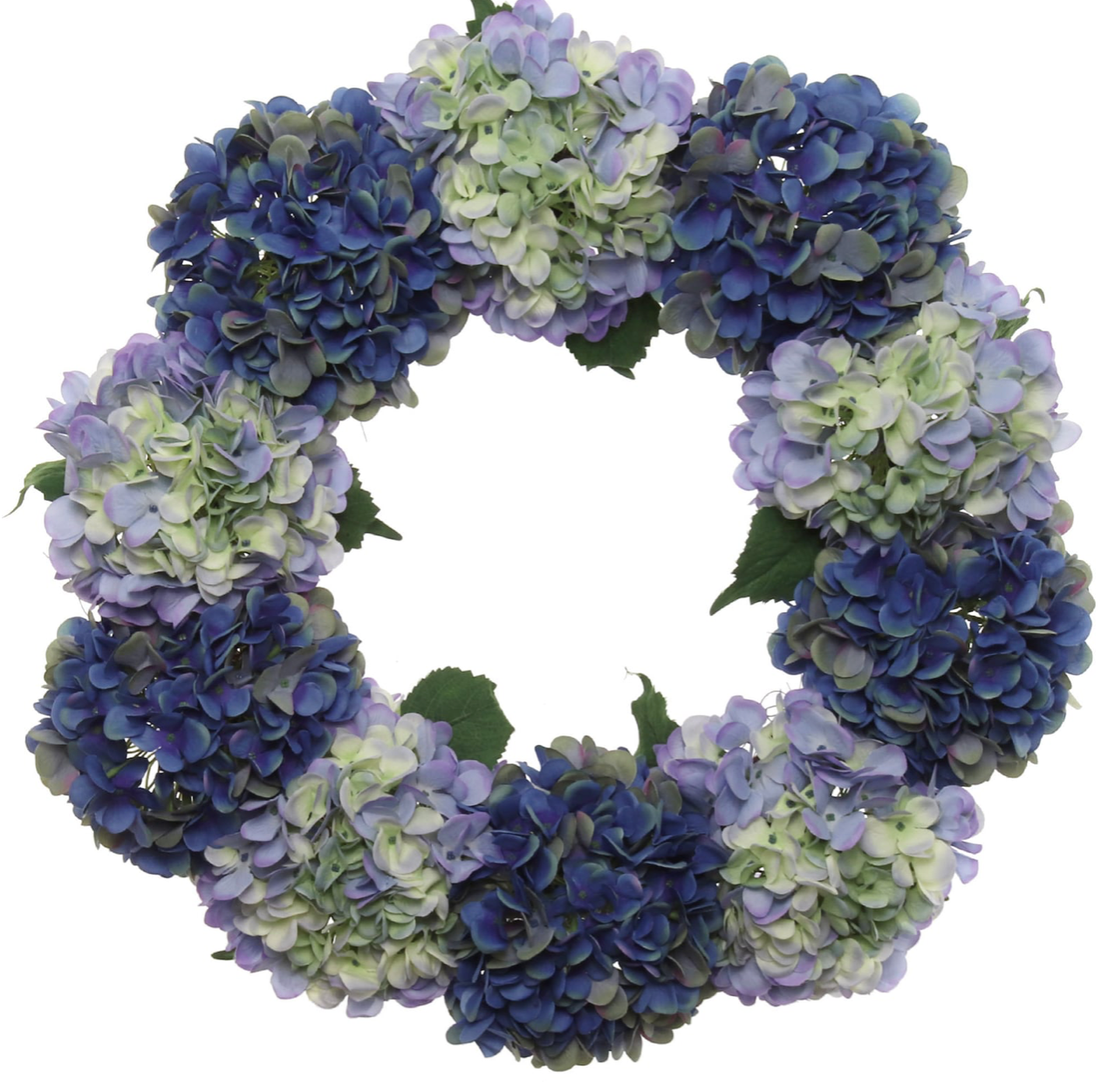 Large Luxury Mixed Blue Silk Hydrangea Wreath, 24in