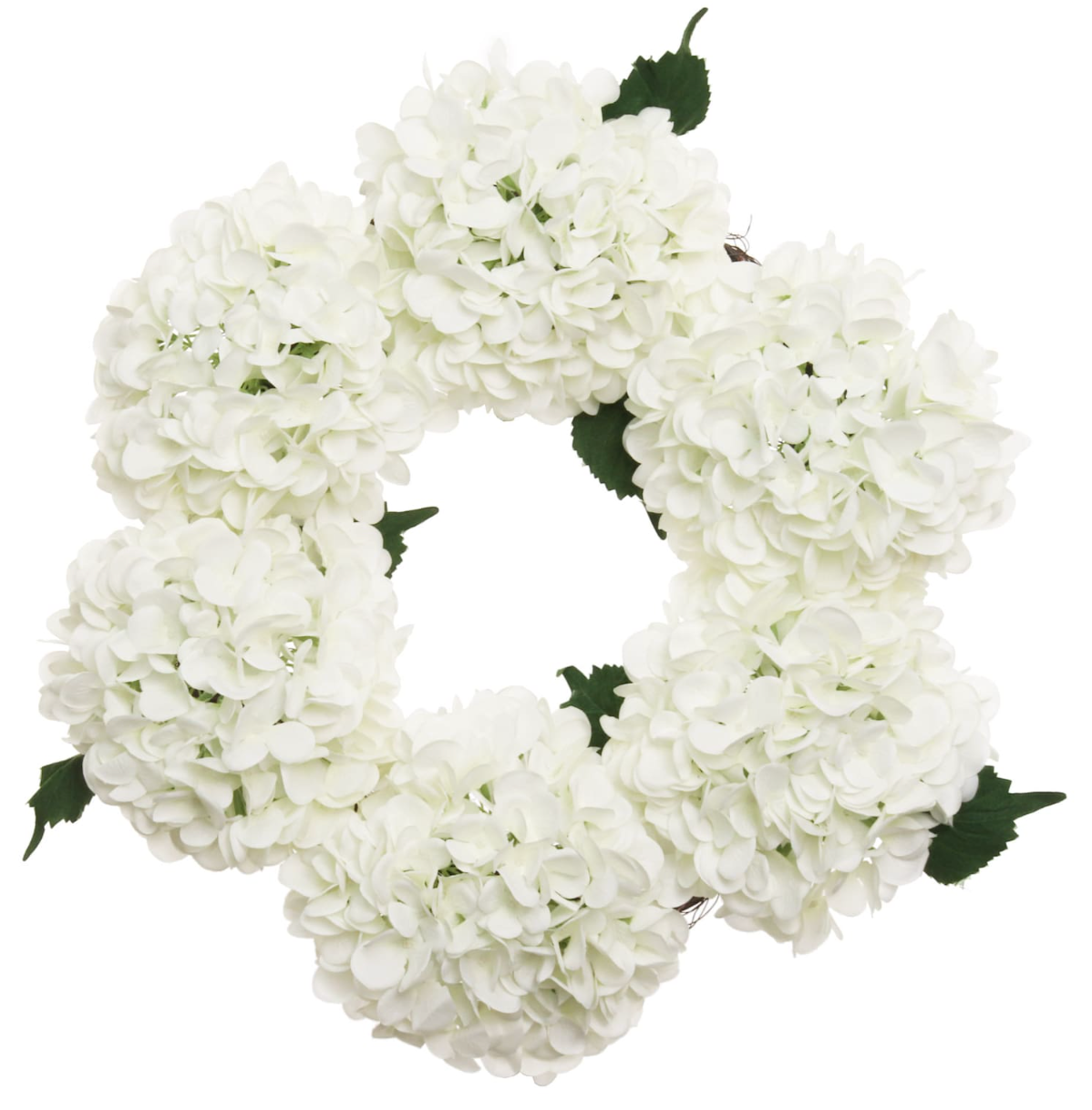Medium Luxury White Silk Hydrangea Wreath, 18in
